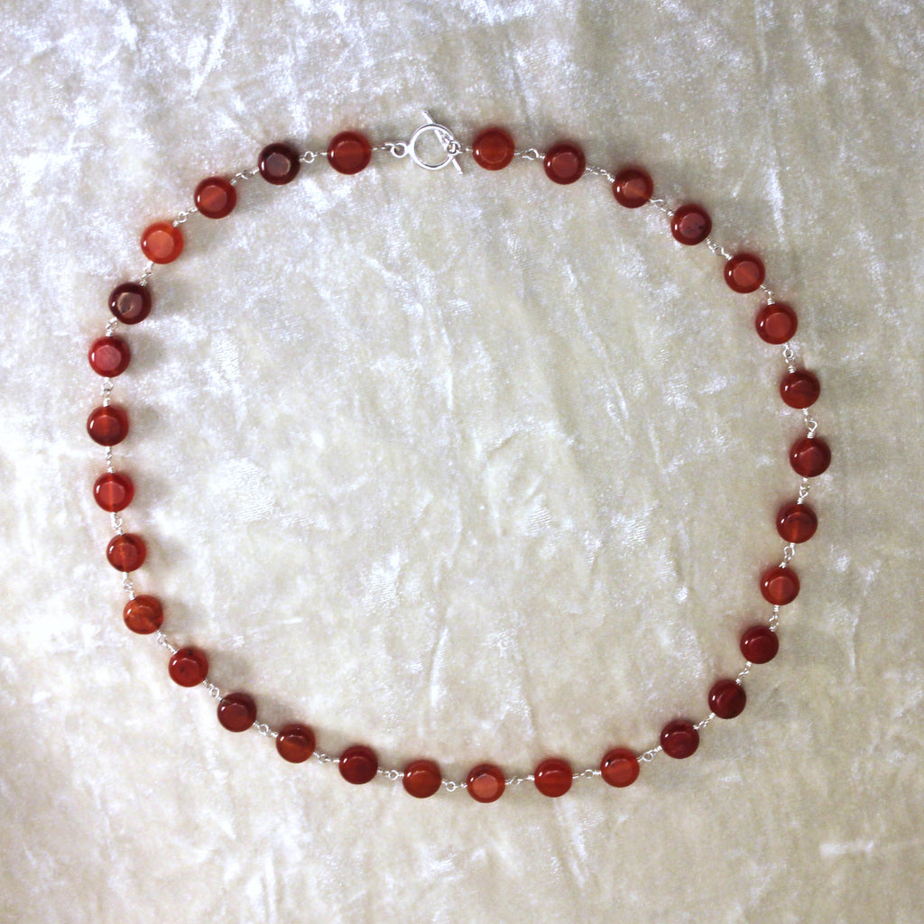 Carnelian Bead Chain Necklace (coin)